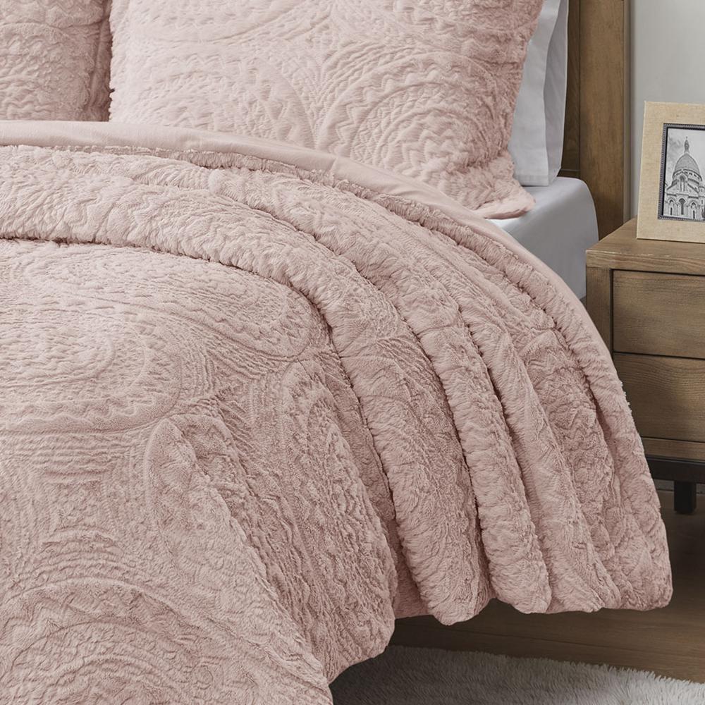 Embroidered Medallion Faux Fur Ultra Plush Comforter Mini Set