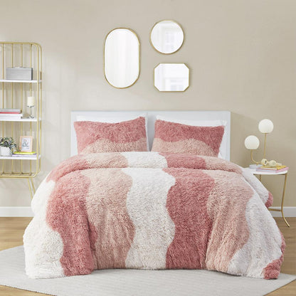 Ombre Shaggy Faux Fur Duvet Cover Set