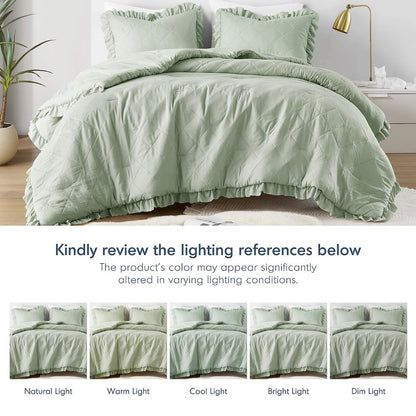 Diamond Quilted Ruffle Edge Comforter Set