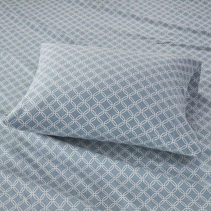 Cozy Flannel Printed Sheet Set, Blue Geo color