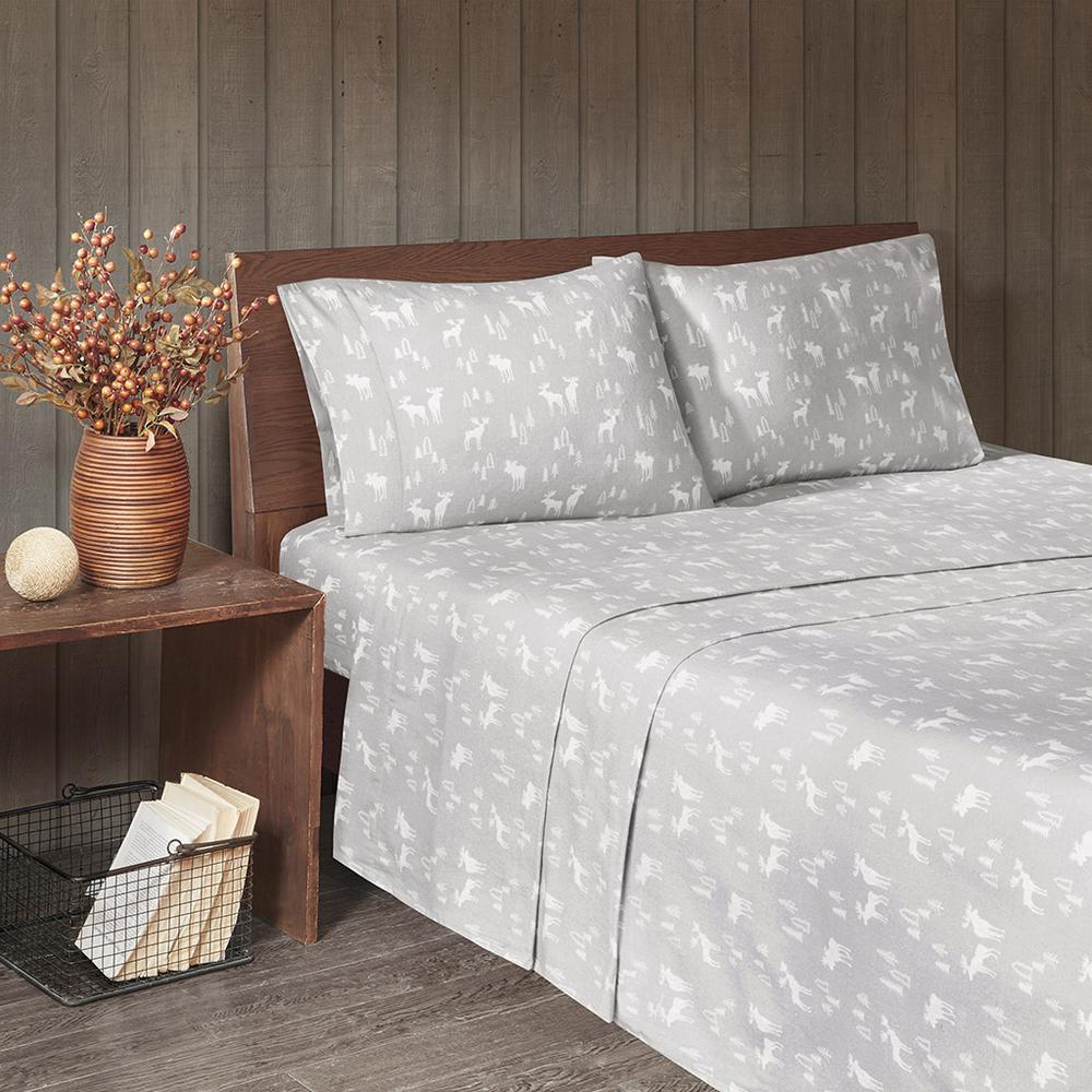 Flannel Sheet Set, Grey Moose color