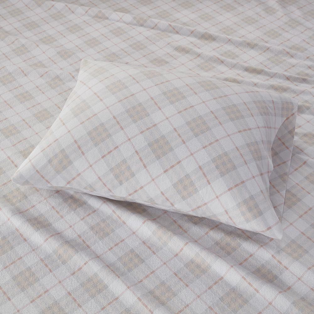 Cozy Flannel Printed Sheet Set, Pink Plaid color
