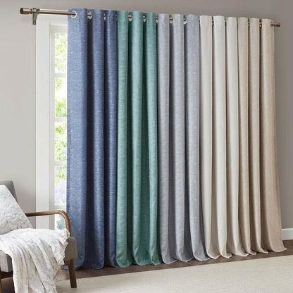 Tonal Printed Faux Silk Room Darkening Curtain Panel Pair