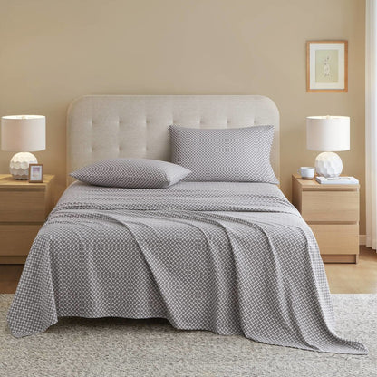 Cozy Flannel 100% Cotton Flannel Printed Sheet Set, Snowflake color