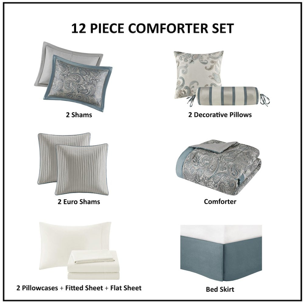 12 Piece Comforter Set with Cotton Bed Sheets