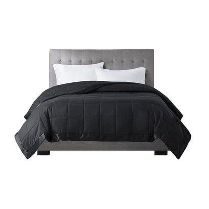Windom Lightweight Down Alternative Blanket with Satin Trim in Black