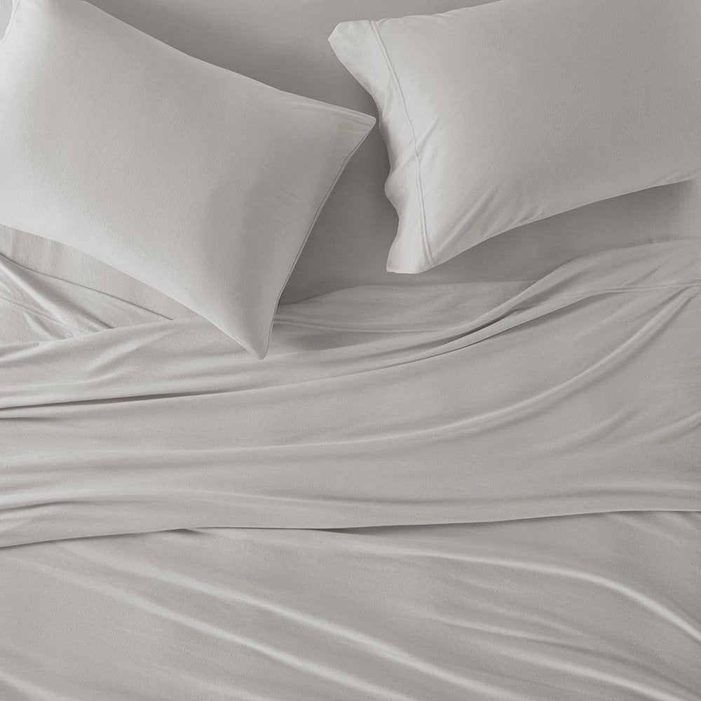Cotton Blend Jersey Knit All Season Sheet Set, Grey color