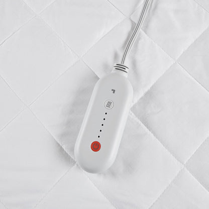 Embossed Microfiber Heated Mattress Pad in White