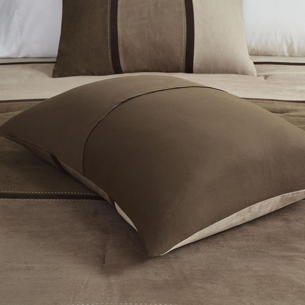 Palisades 7 Piece Faux Suede Comforter Set, Brown color