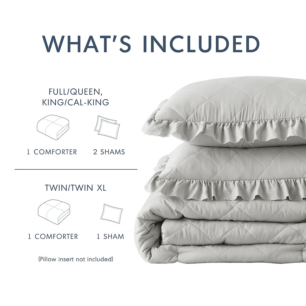 Diamond Quilted Ruffle Edge Comforter Set