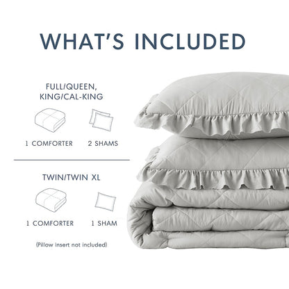 Diamond Quilted Ruffle Edge Comforter Set
