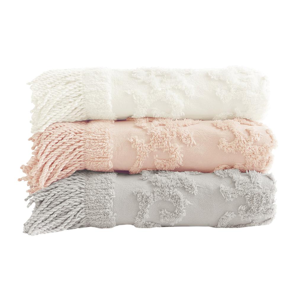 100% Cotton Tufted Chenille Lightweight Throw With Fringe Tassel 50" x 60"
