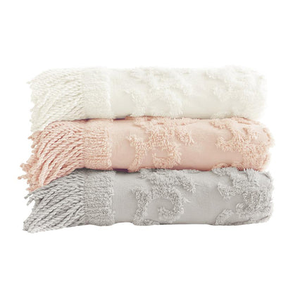 100% Cotton Tufted Chenille Lightweight Throw With Fringe Tassel 50" x 60"