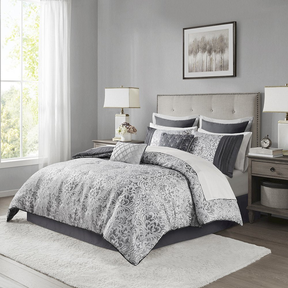 12 Piece Jacquard Comforter Set with Bed Sheets