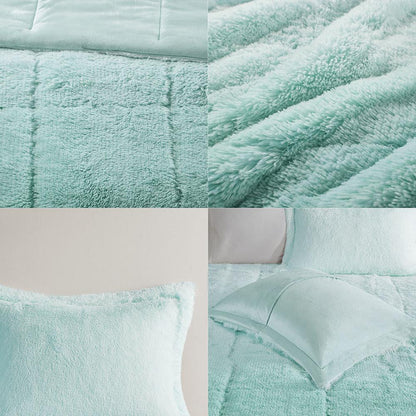 Ombre Shaggy Long Fur Comforter Mini Set