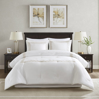 4 Piece Cotton Sateen With Embroidery Oversized Comforter Set