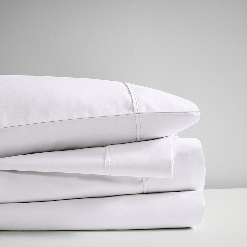 600 Thread Count Cooling Cotton Blend 4 PC Sheet Set, White color