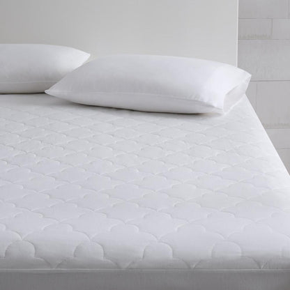 All Natural Cotton Percale Quilted Mattress Pad, White color