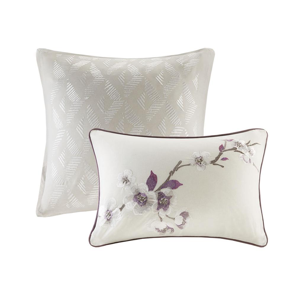 Holly 8 Piece Cotton Comforter Set, Purple/Taupe color