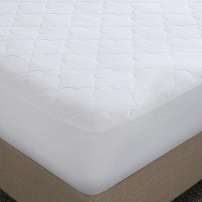 All Natural Cotton Percale Quilted Mattress Pad, White color