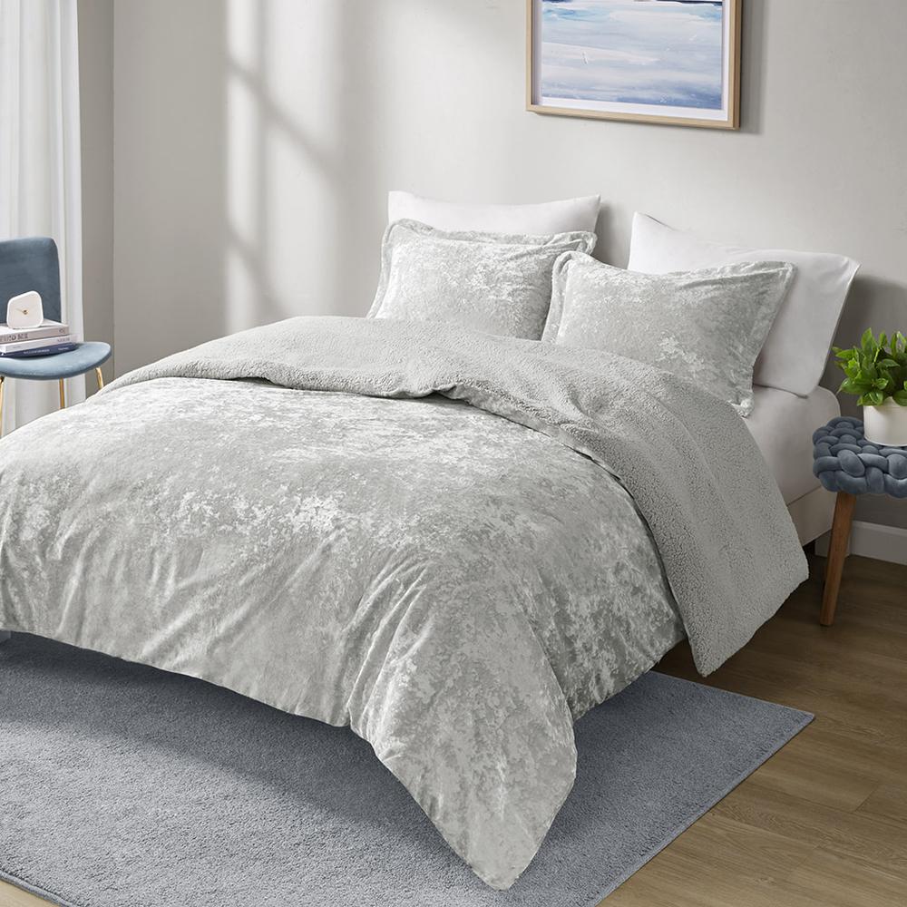 Crushed Velvet Sherpa Reversible Comforter Set