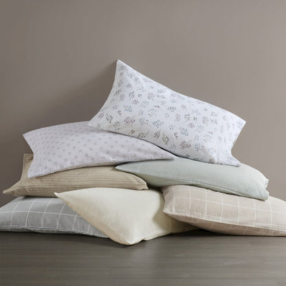 Cozy Flannel 100% Cotton Flannel Printed Sheet Set, Grey Windowpane color