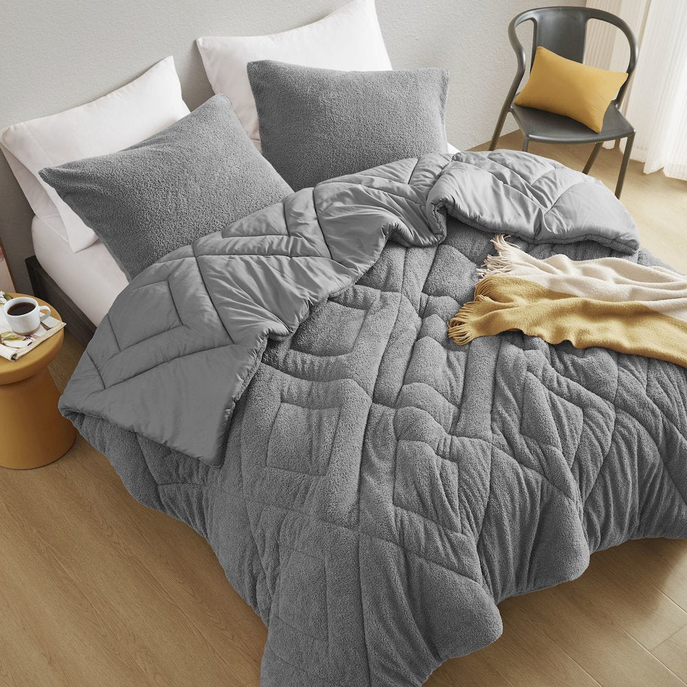 Double Diamond Quilted Teddy Comforter Set