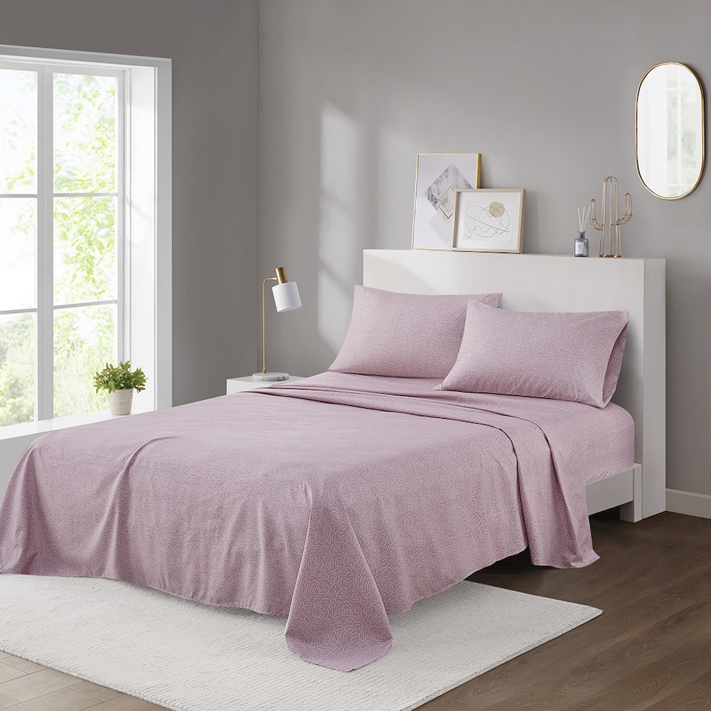Printed Microfiber Sheet Set in Blush Waves Color