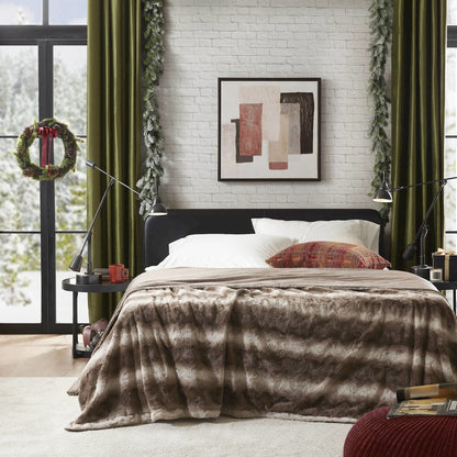 Zuri Faux Fur Blanket, Brown color