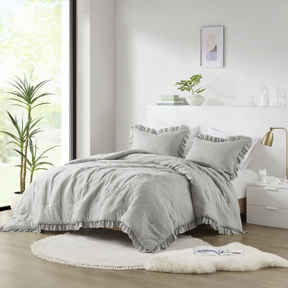 Diamond Quilted Ruffle Edge Comforter Set