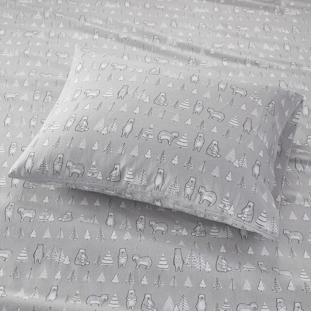 Cozy Flannel Printed Sheet Set, Bear color