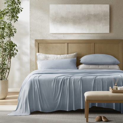 Cooling Stretch Jersey Sheet Set, Blue color