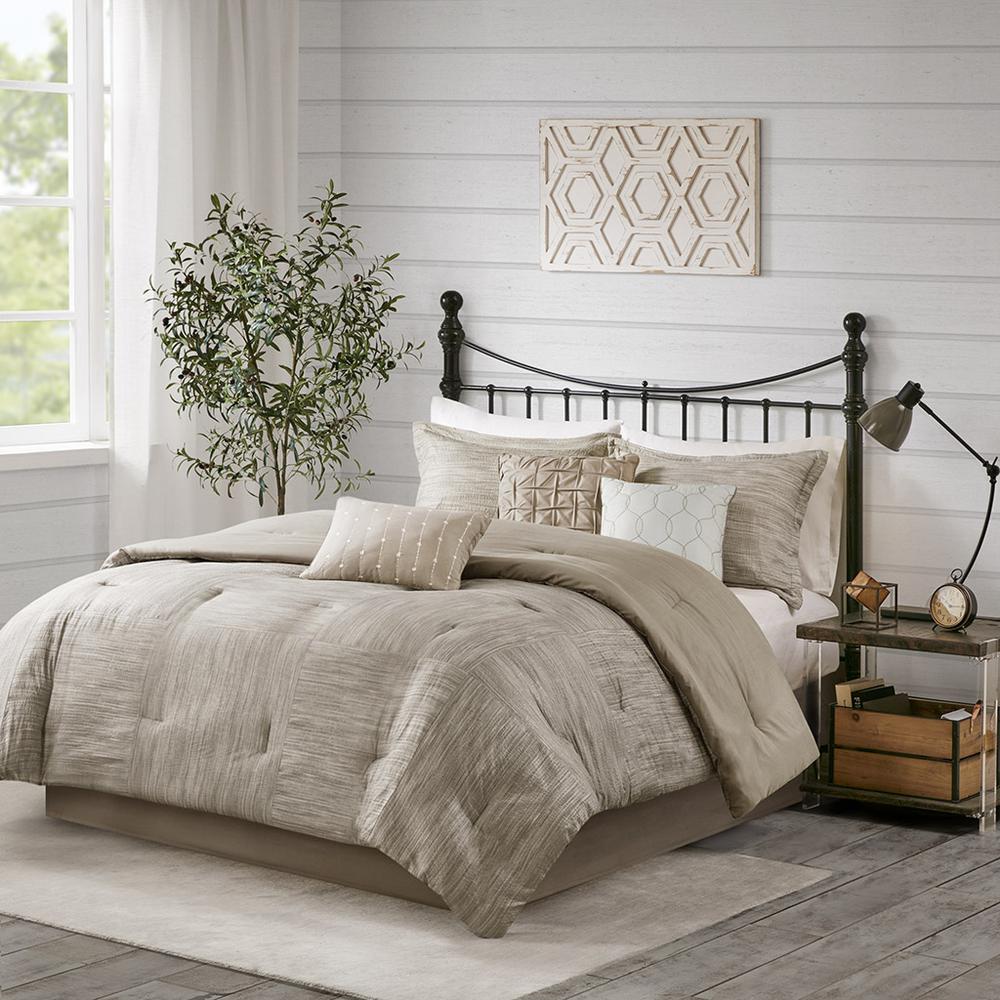 7 Piece Printed Seersucker Comforter Set