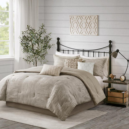 7 Piece Printed Seersucker Comforter Set
