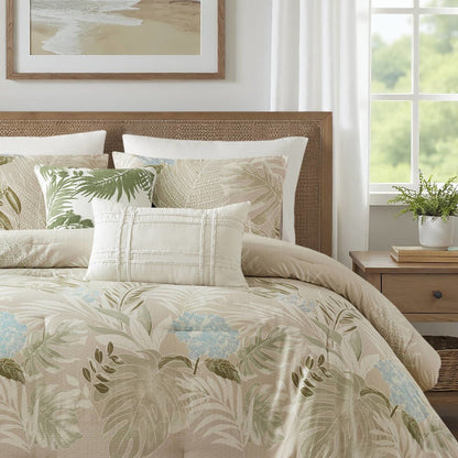 Kiawah Island 6 Piece Oversized Cotton Comforter Set with Throw Pillow