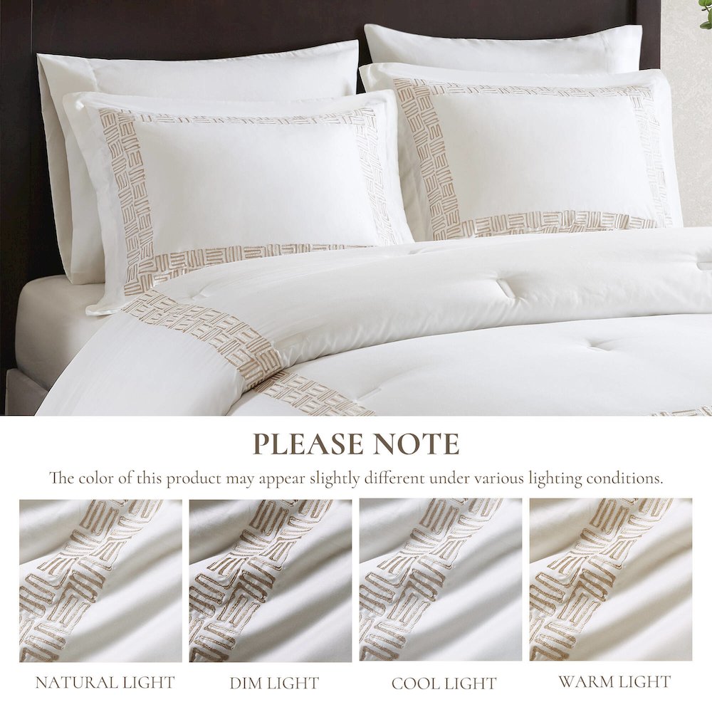 4 Piece Cotton Sateen With Embroidery Oversized Comforter Set