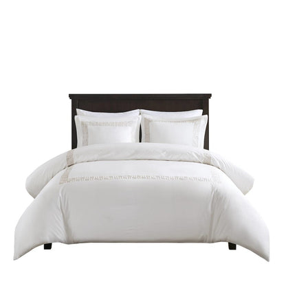 3 Piece Cotton Sateen with Embroidery Duvet Set