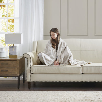 Zuri Faux Fur Throw, Snow Leopard color