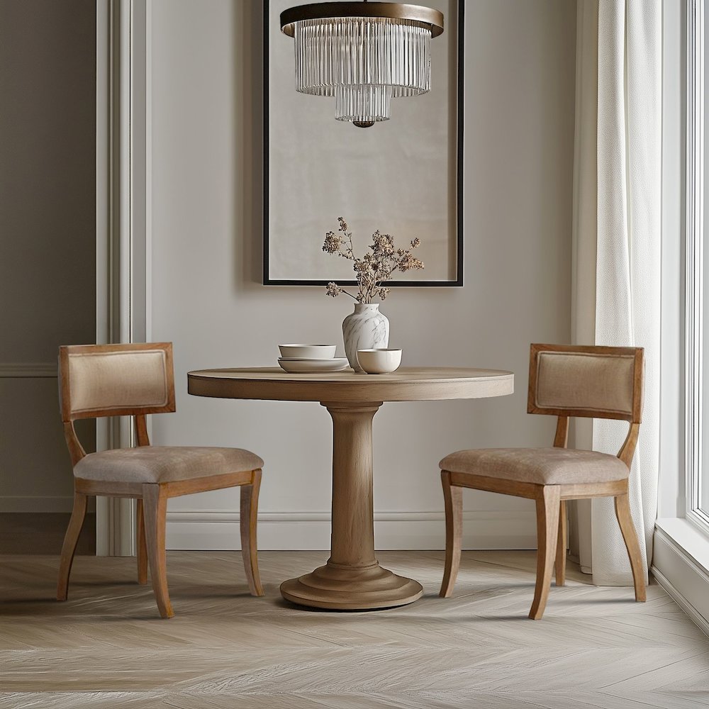 Marie Upholstered Split-Back Dining Chairs with Curved Wood Frame (Set of 2)