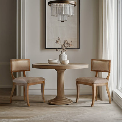 Marie Upholstered Split-Back Dining Chairs with Curved Wood Frame (Set of 2)