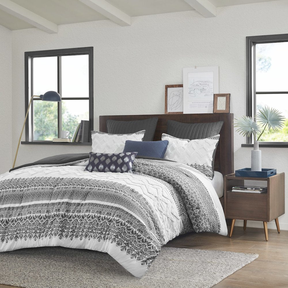 3 Piece Cotton Comforter Set with Chenille Tufting