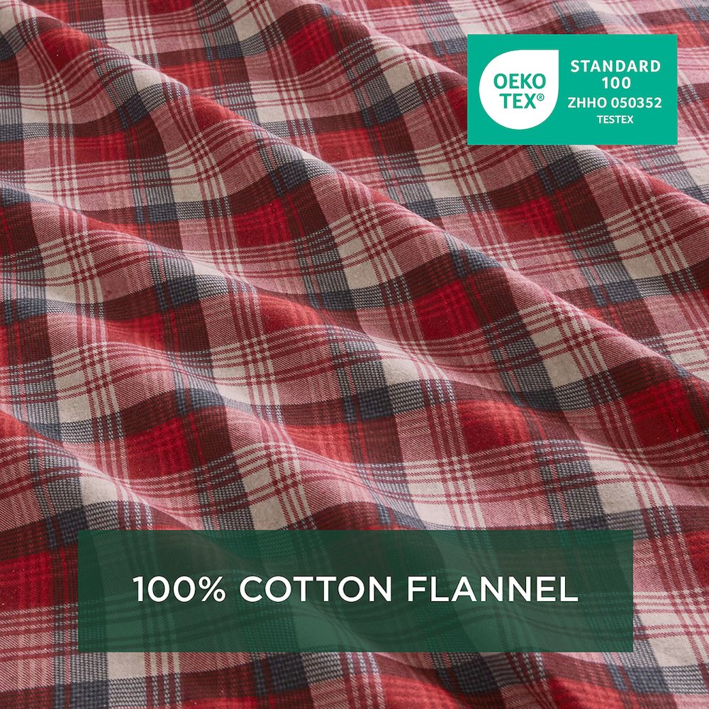 Cotton Flannel Sheet Set in Red Plaid