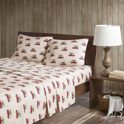 Flannel Sheet Set, Tan Cars color