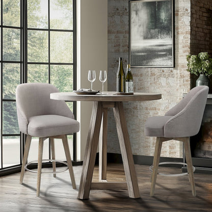 Pearce Swivel Upholstered Counter Stool with Solid Wood Legs & Metal Footrest