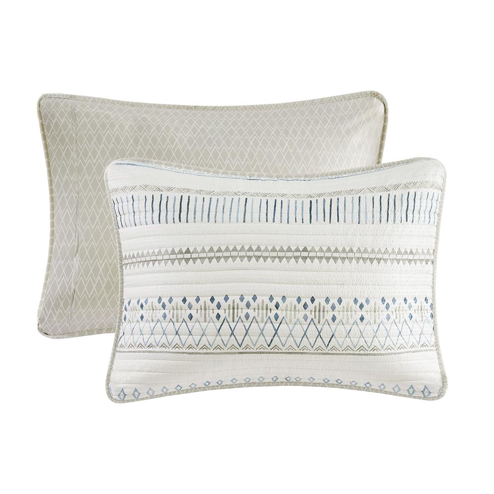 3 Piece Printed Microfiber Seersucker Quilt Set