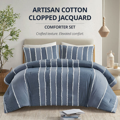 Shay 3 Piece Striped Cotton Comforter Set