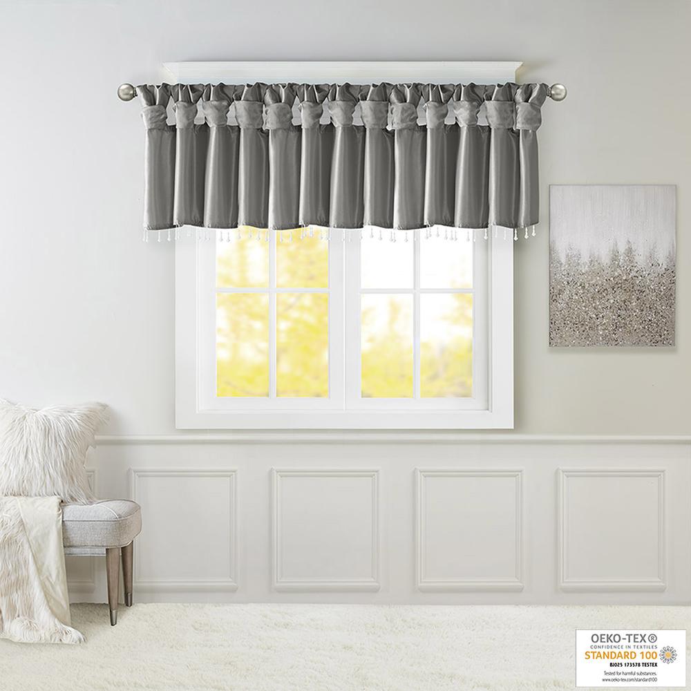 Lightweight Faux Silk Valance With Beads