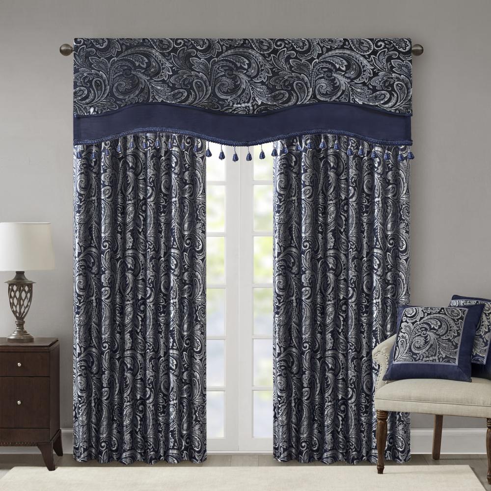 Jacquard Window Rod Pocket Valance With Beads