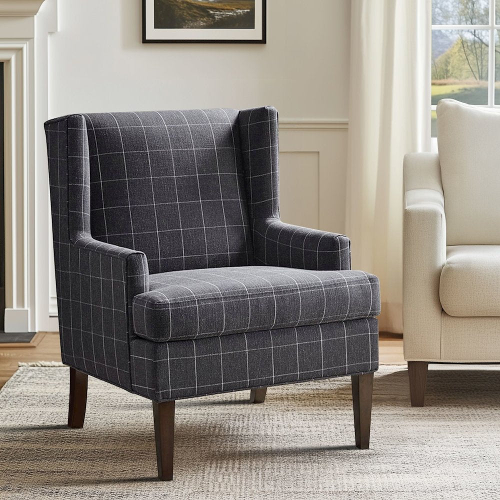 Decker Plaid Wingback Armchair