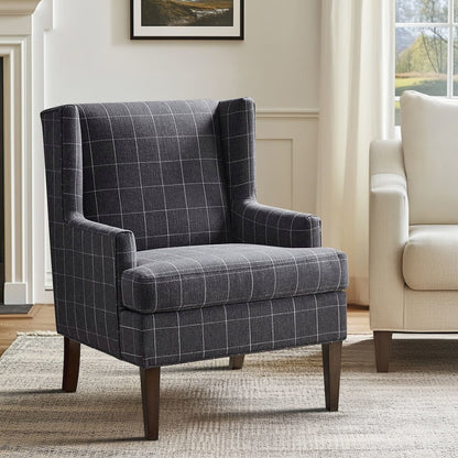 Decker Plaid Wingback Armchair